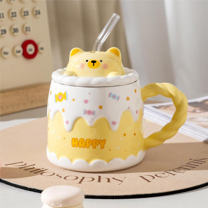 Cute candle cake mug