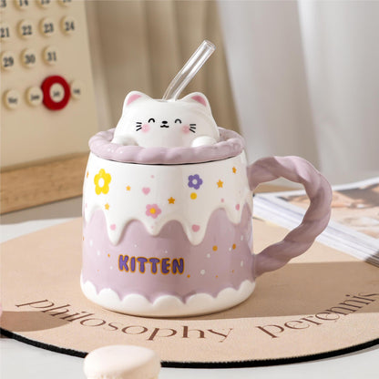 Cute candle cake mug