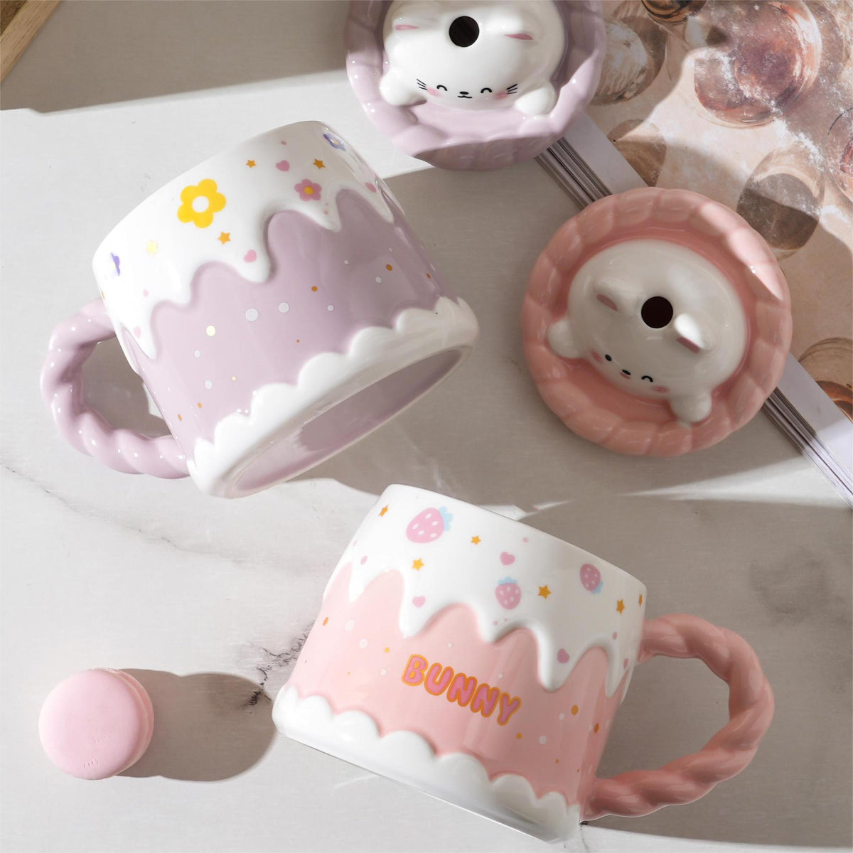 Cute candle cake mug