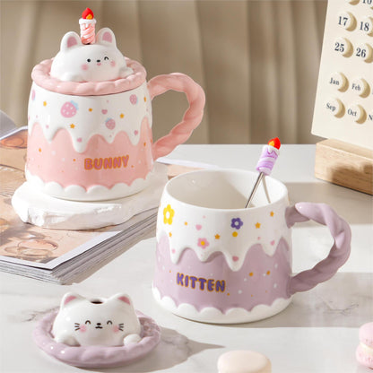 Cute candle cake mug