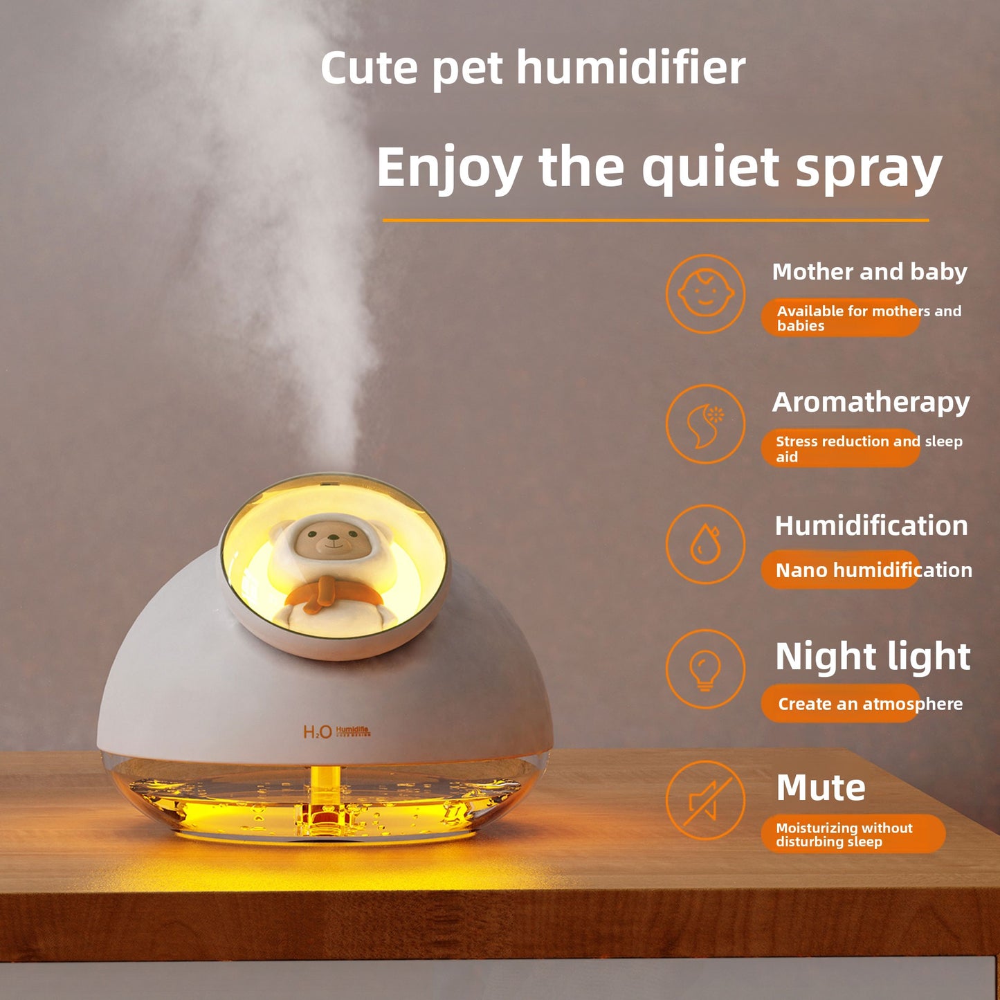 Cute Cartoon Aroma Humidifier with Night Light