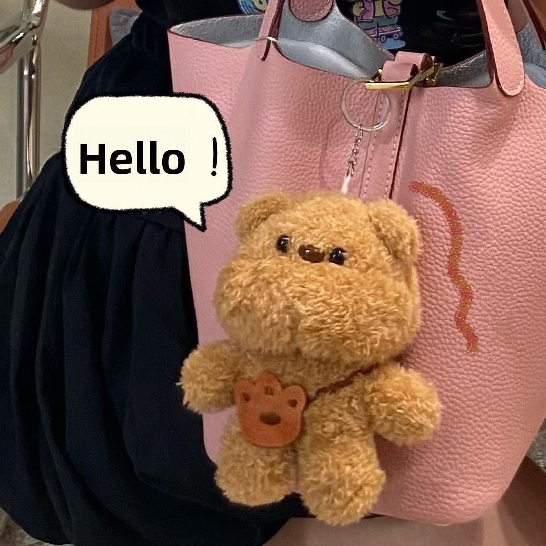 Cute Cartoon Butter Bear Plush Toy Keychain