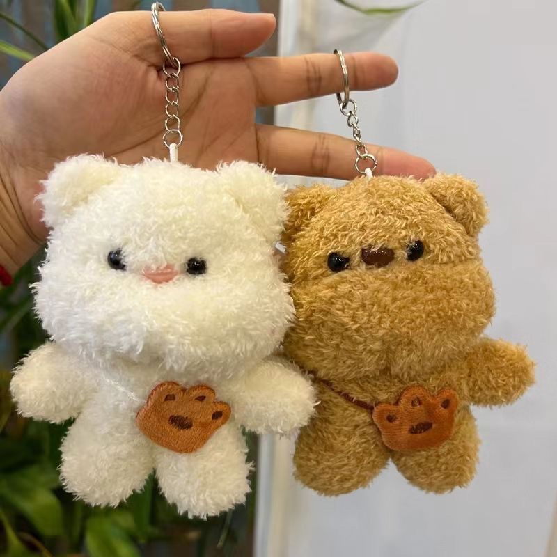 Cute Cartoon Butter Bear Plush Toy Keychain