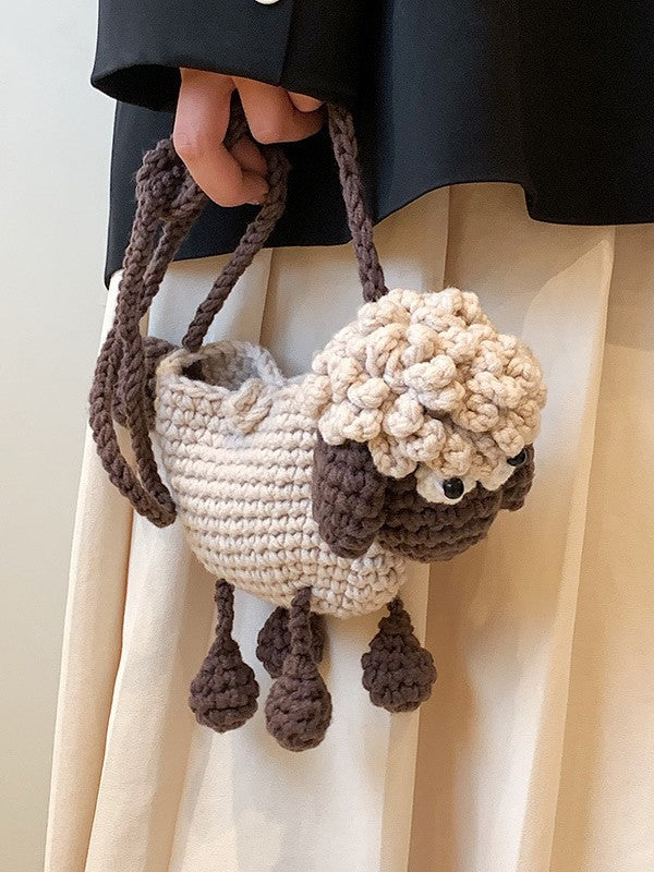 Cute cartoon lamb woven bag