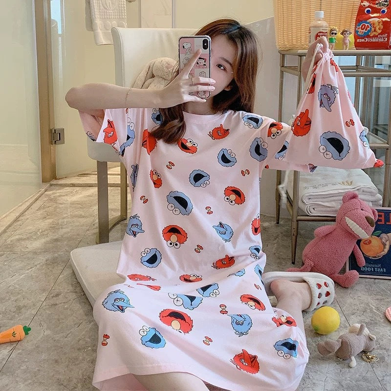 Cute Cartoon Short-Sleeve Nightdress