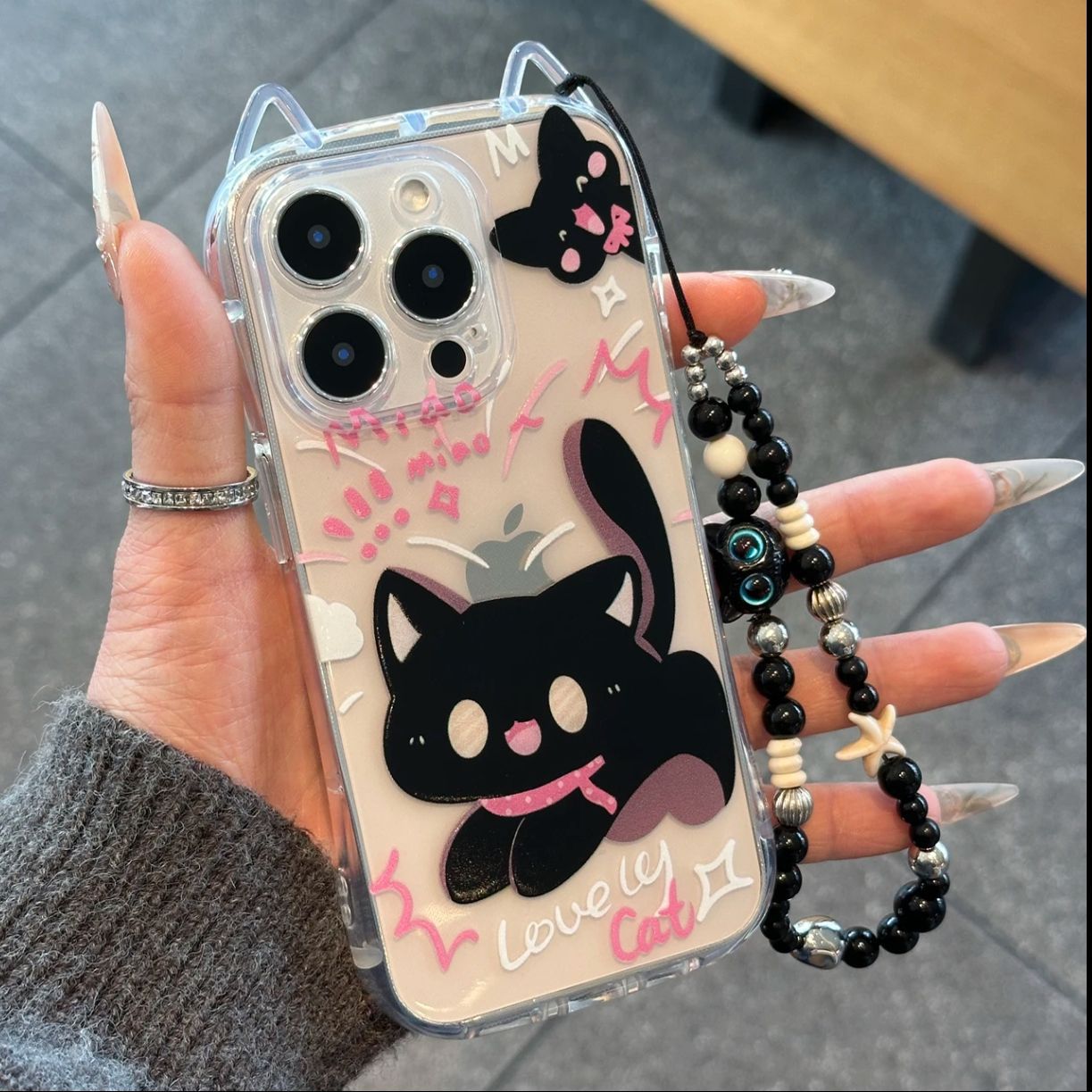 Cute Cat Ear Mobile Phone Case Big Face Cat Bracelet Protective Cover