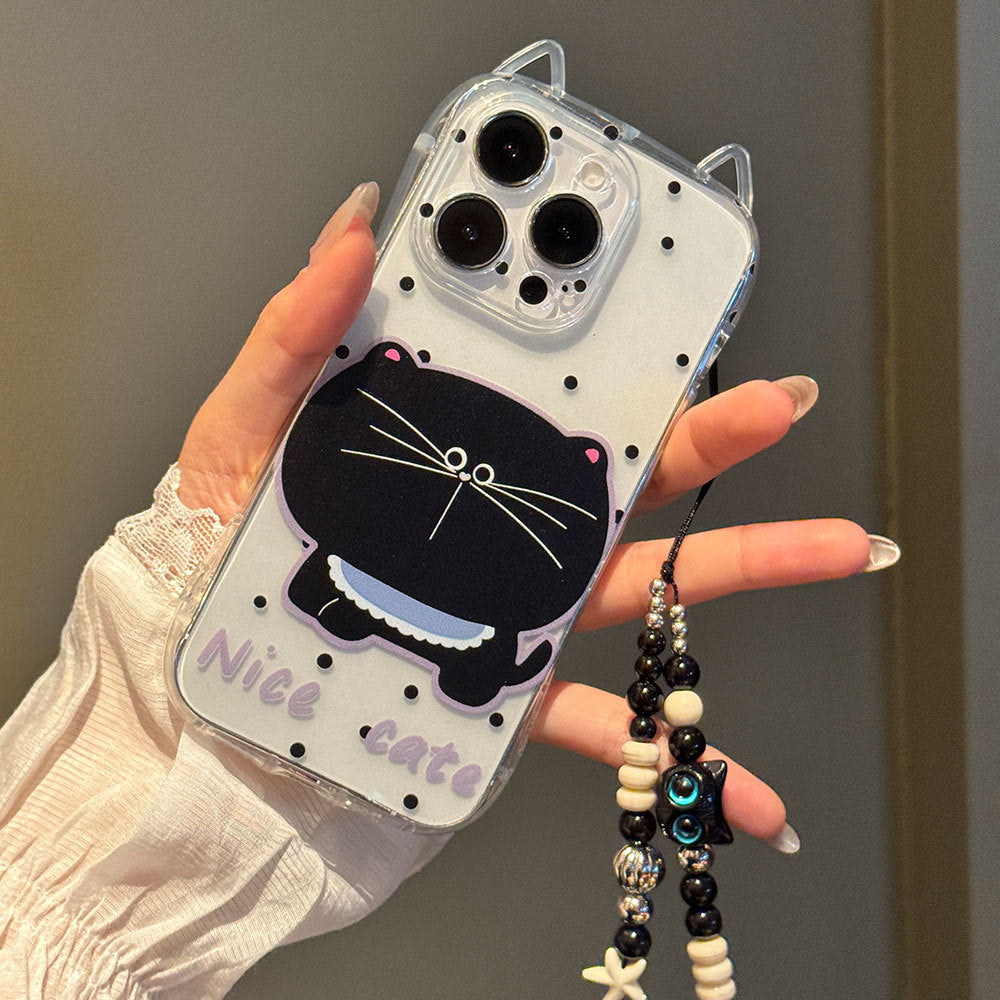 Cute Cat Ear Mobile Phone Case Big Face Cat Bracelet Protective Cover