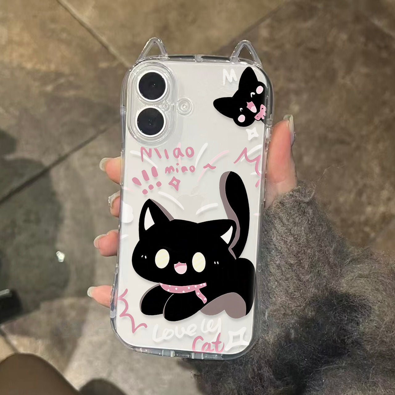 Cute Cat Ear Mobile Phone Case Big Face Cat Bracelet Protective Cover