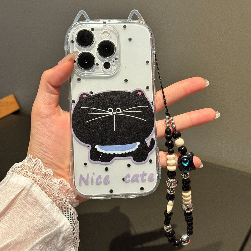 Cute Cat Ear Mobile Phone Case Big Face Cat Bracelet Protective Cover