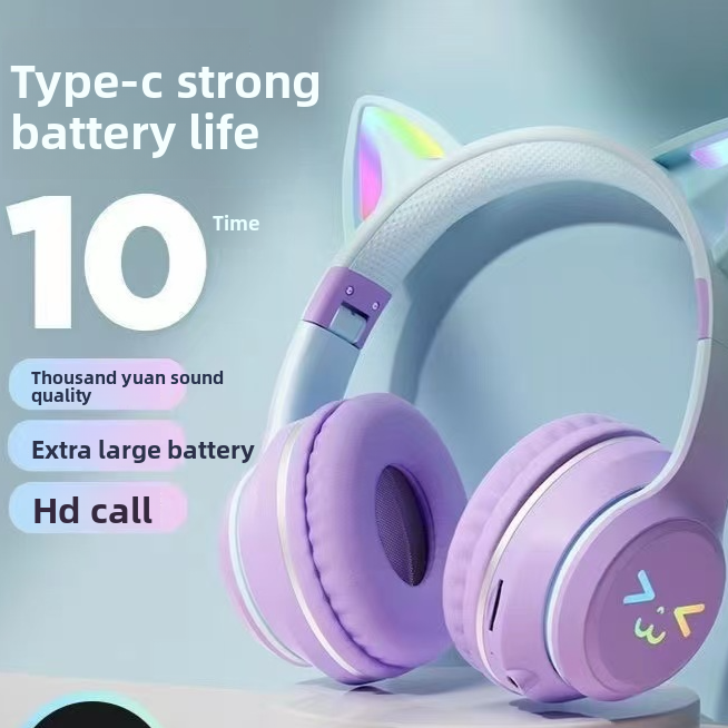 Cute Cat Ear Wireless Bluetooth Headset
