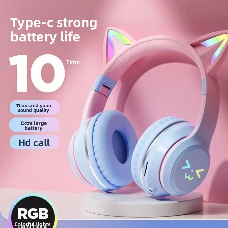 Cute Cat Ear Wireless Bluetooth Headset