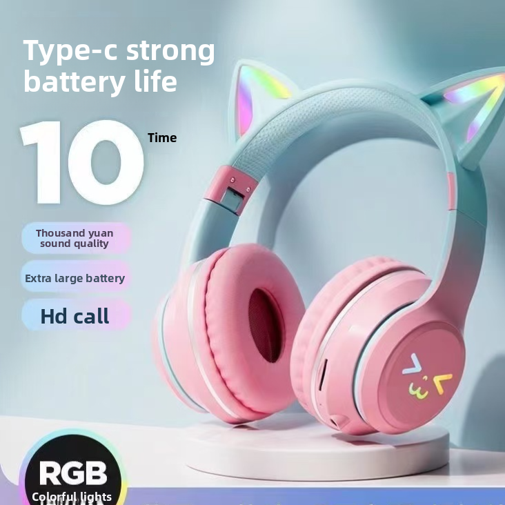 Cute Cat Ear Wireless Bluetooth Headset