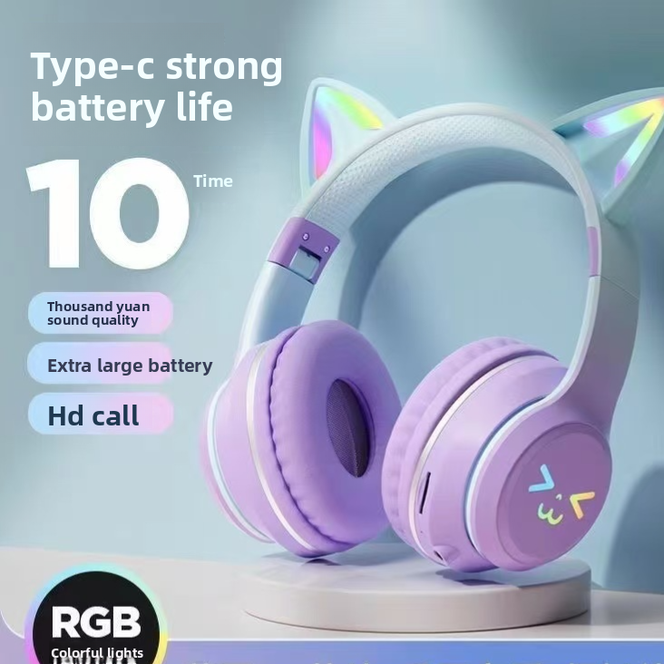 Cute Cat Ear Wireless Bluetooth Headset
