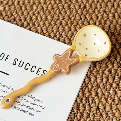 Cute Ceramic Long Handle Spoon Cartoon Design