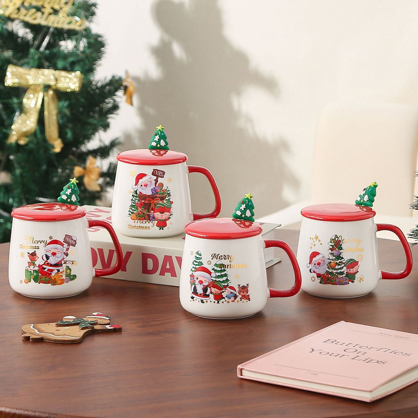 Cute Christmas water cup with spoon