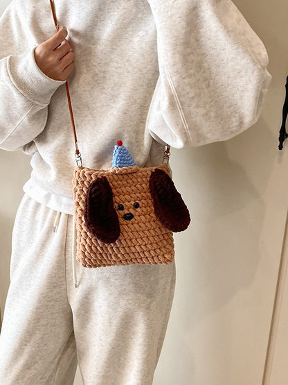 Cute Dog Hat Crochet Shoulder Bag