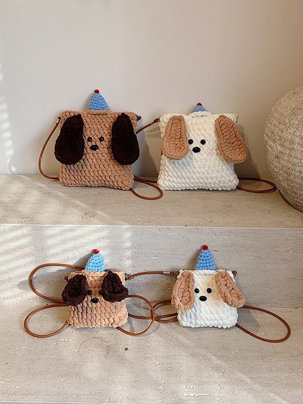 Cute Dog Hat Crochet Shoulder Bag