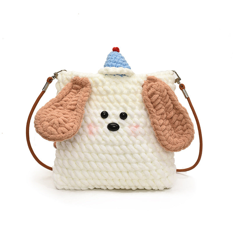 Cute Dog Hat Crochet Shoulder Bag