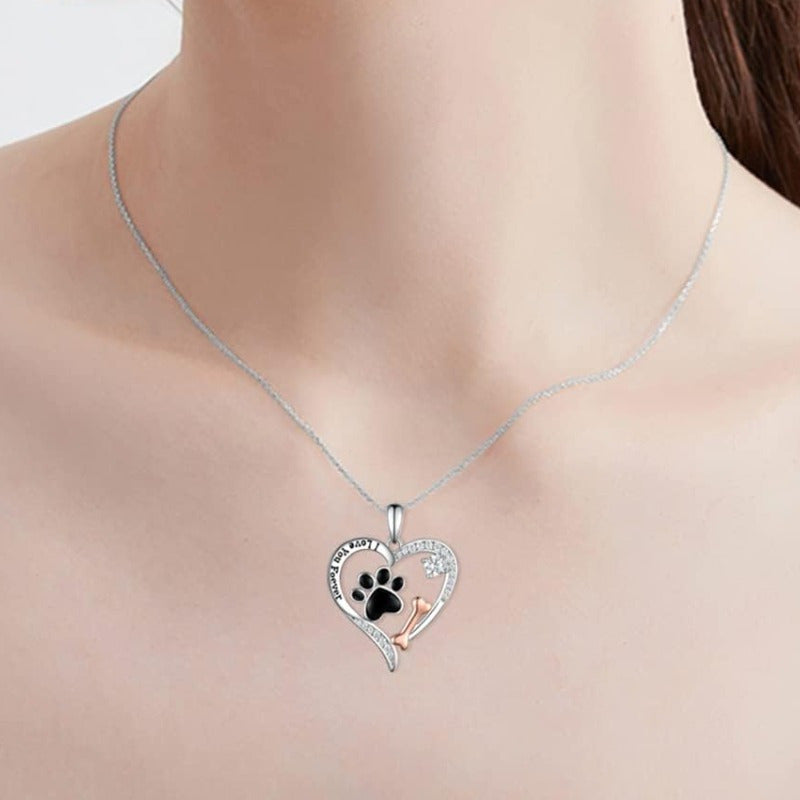 Cute Dog Paw Print Pendant Necklace