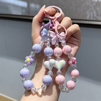 Cute Flower Bow Beaded Key Chain