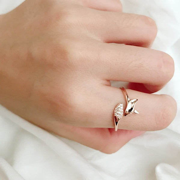 Cute Fox Diamond Rose Gold Ring