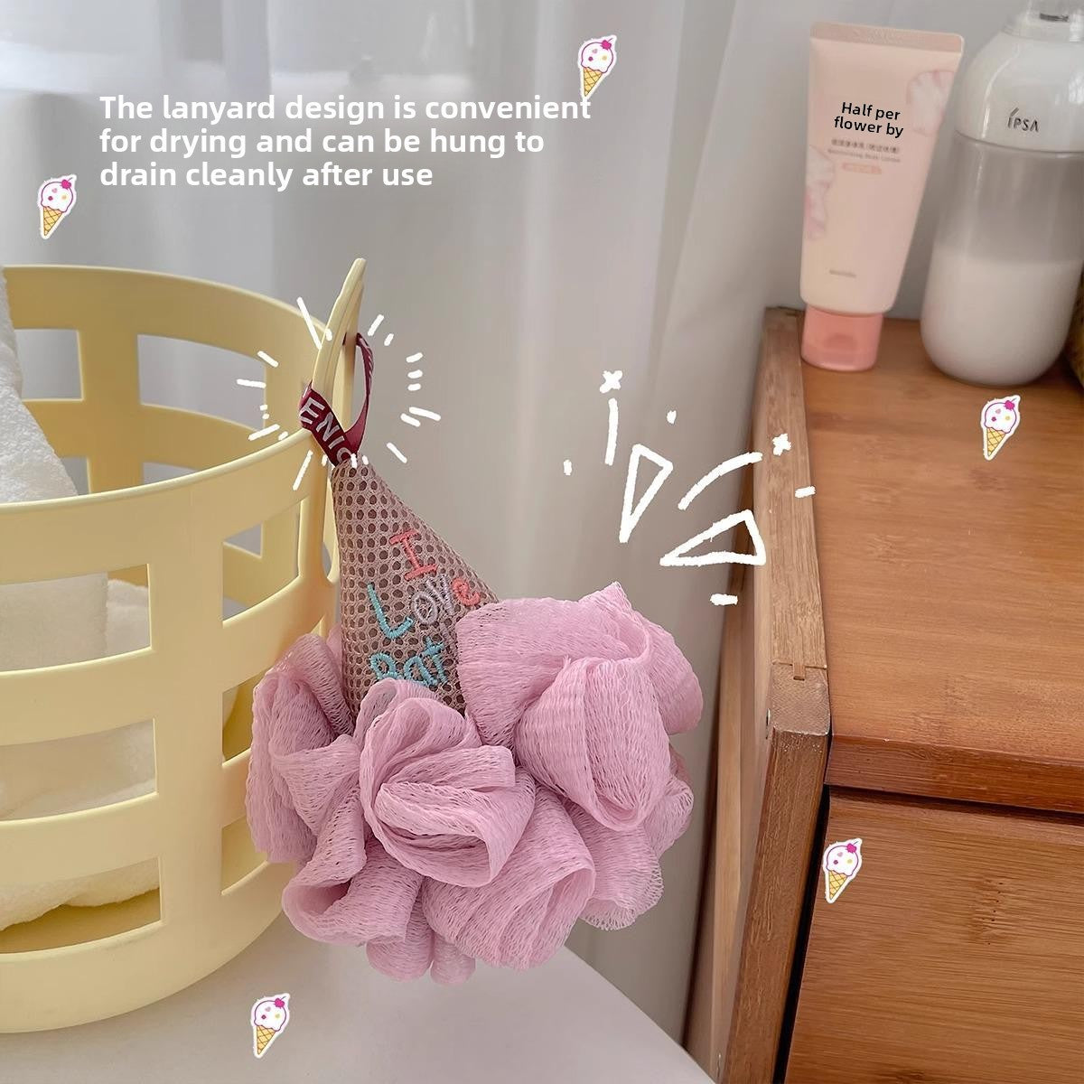 Cute Ice Cream Shaped Bath Ball