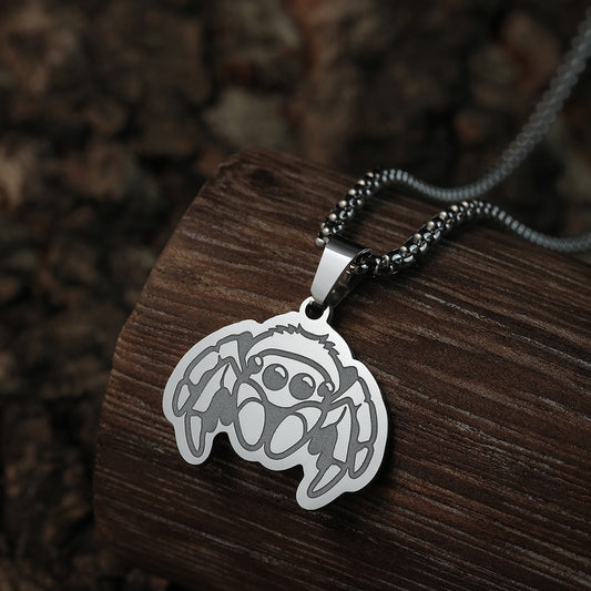Cute Jumping Spider Design Stainless Steel Necklace