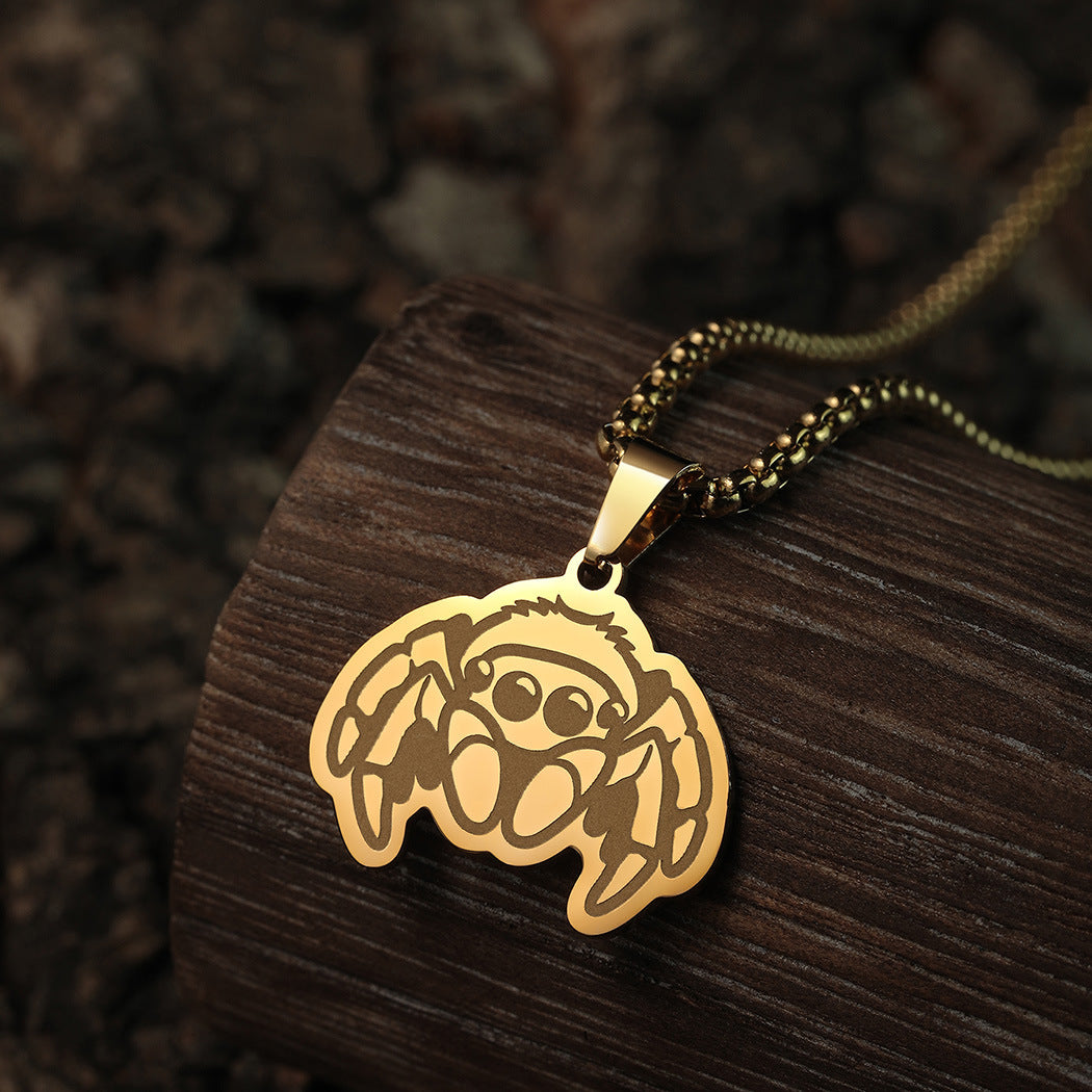 Cute Jumping Spider Design Stainless Steel Necklace