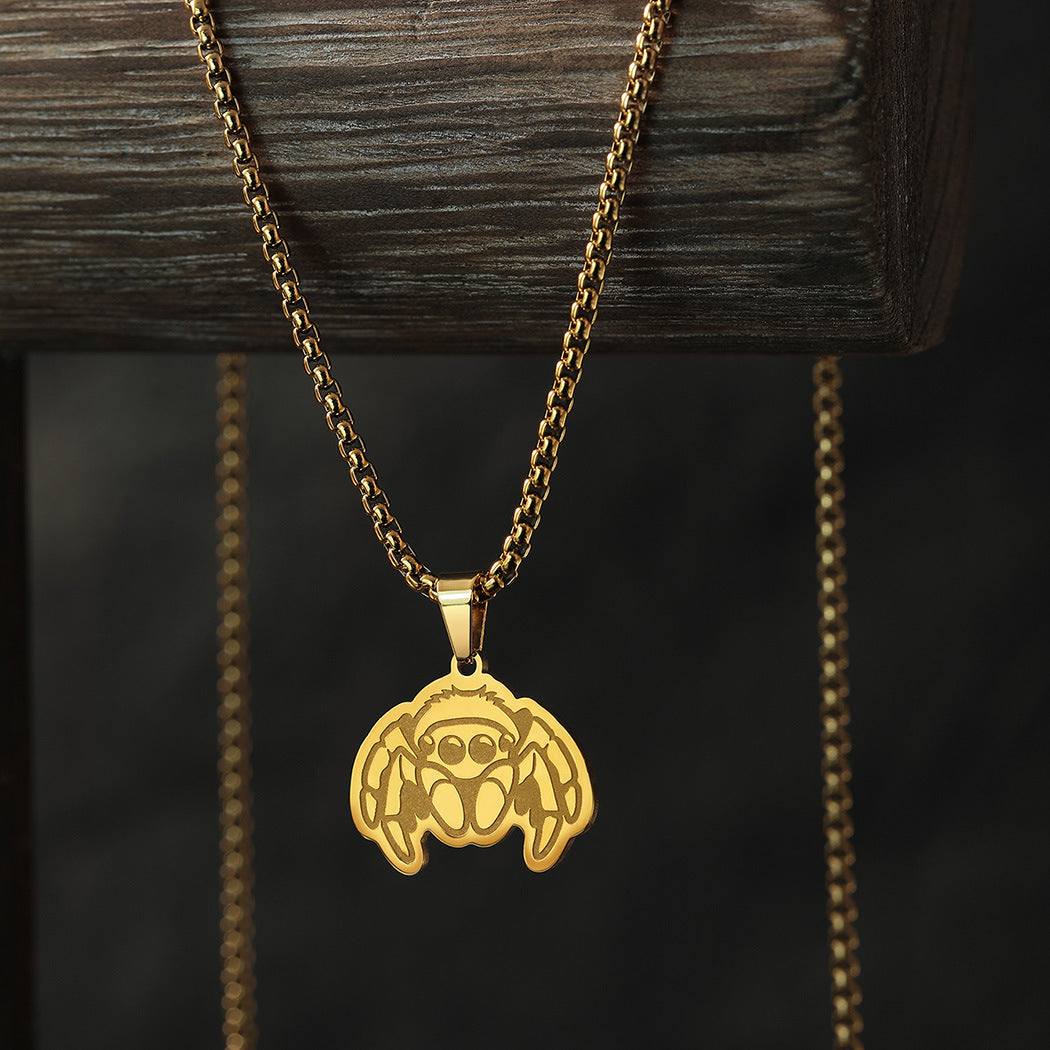 Cute Jumping Spider Design Stainless Steel Necklace