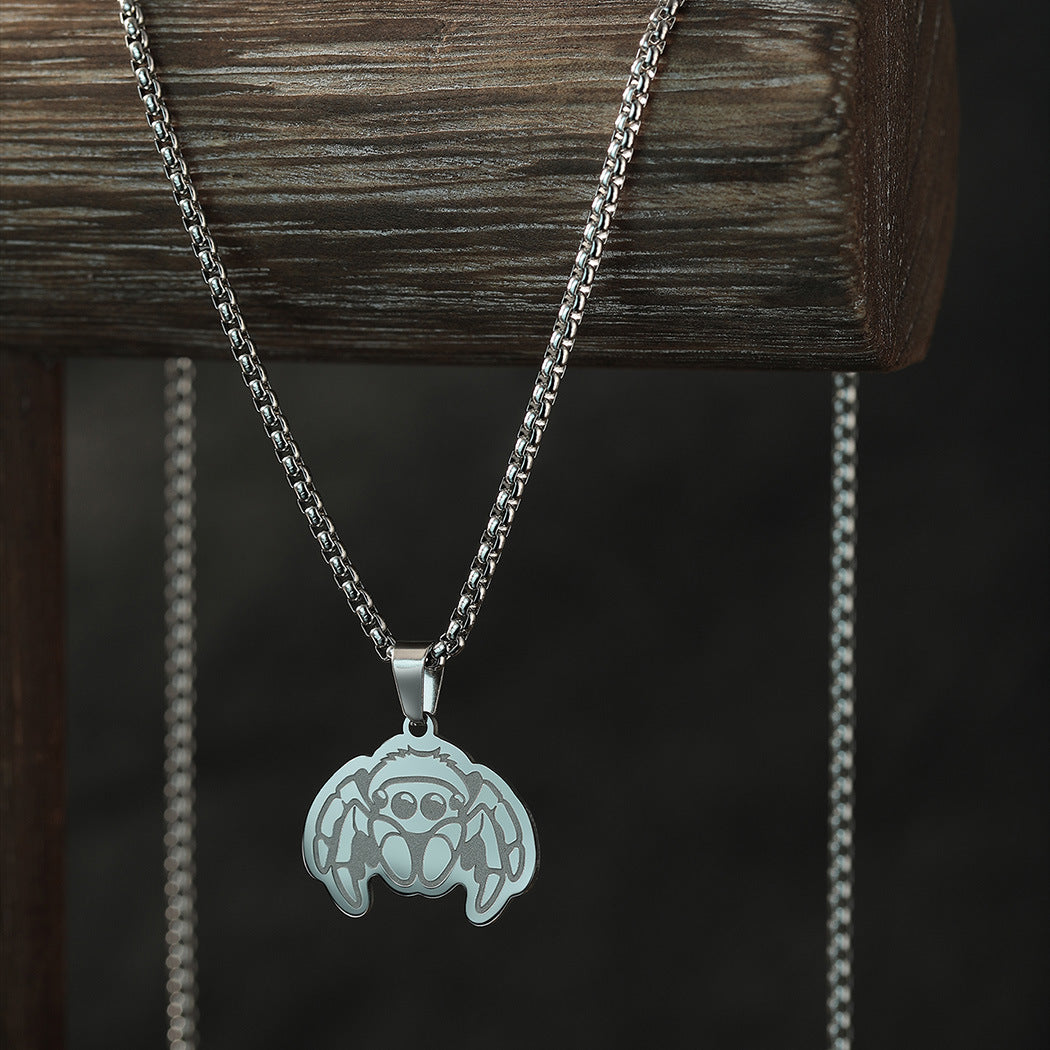 Cute Jumping Spider Design Stainless Steel Necklace