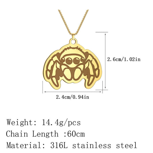 Cute Jumping Spider Design Stainless Steel Necklace