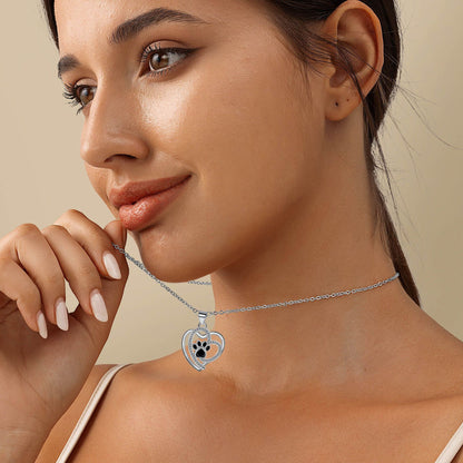 Cute Pet Footprint Necklace with Cross Chain