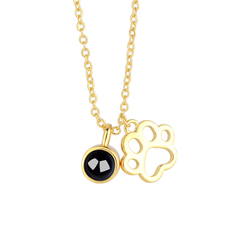 Cute Pet Paw Projection Necklace