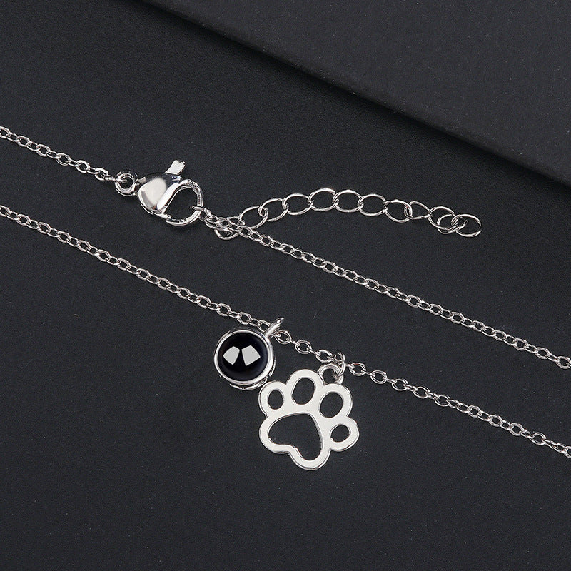 Cute Pet Paw Projection Necklace