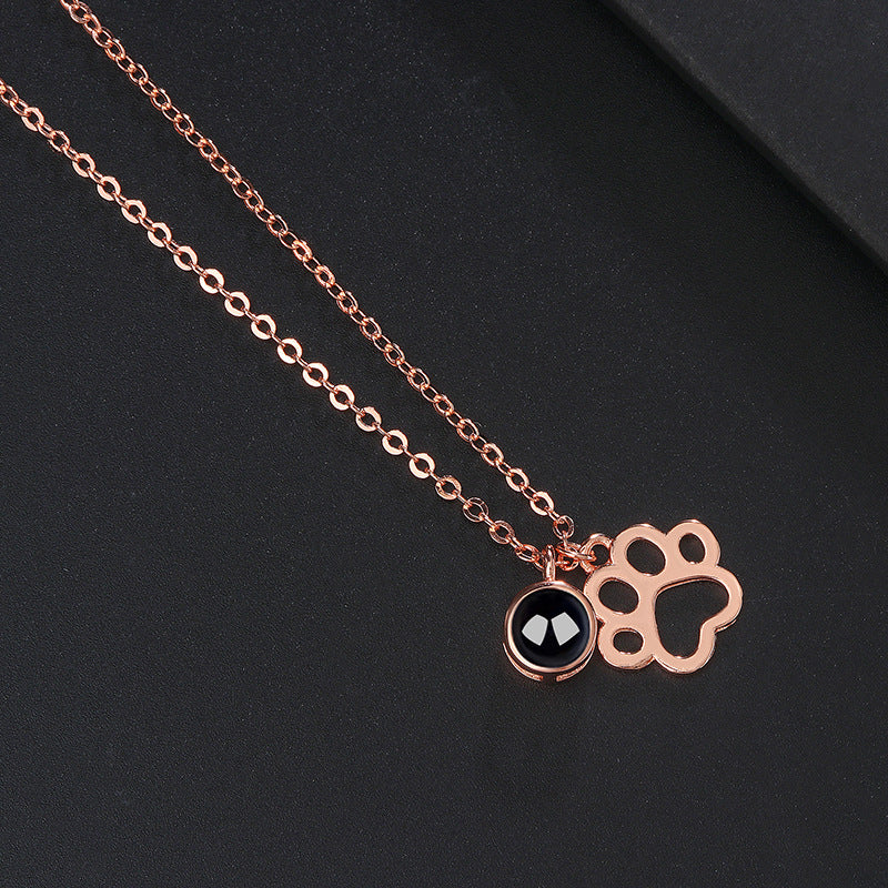 Cute Pet Paw Projection Necklace