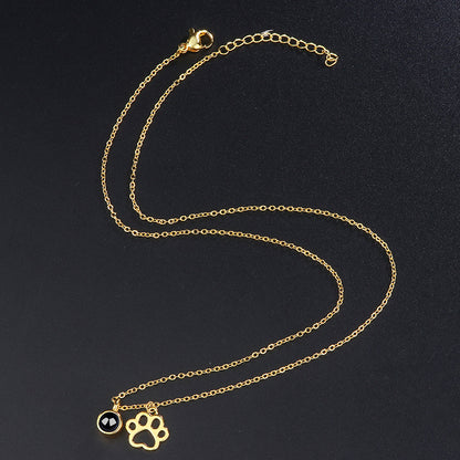 Cute Pet Paw Projection Necklace
