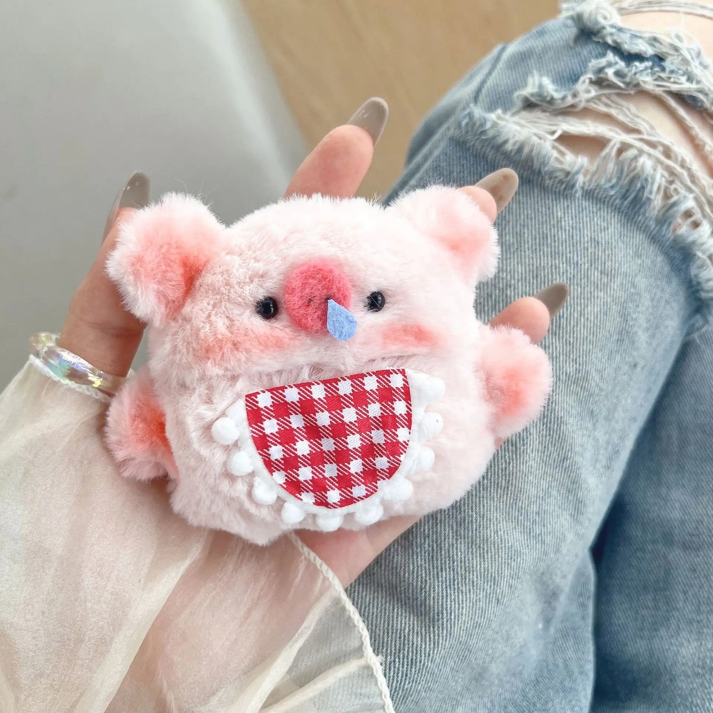 Cute Pig Plush Silicone Earphone Case