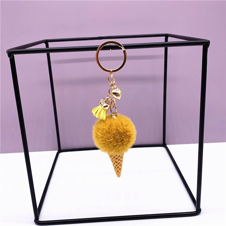 Cute Plush Ice Cream Keychain