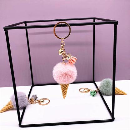 Cute Plush Ice Cream Keychain