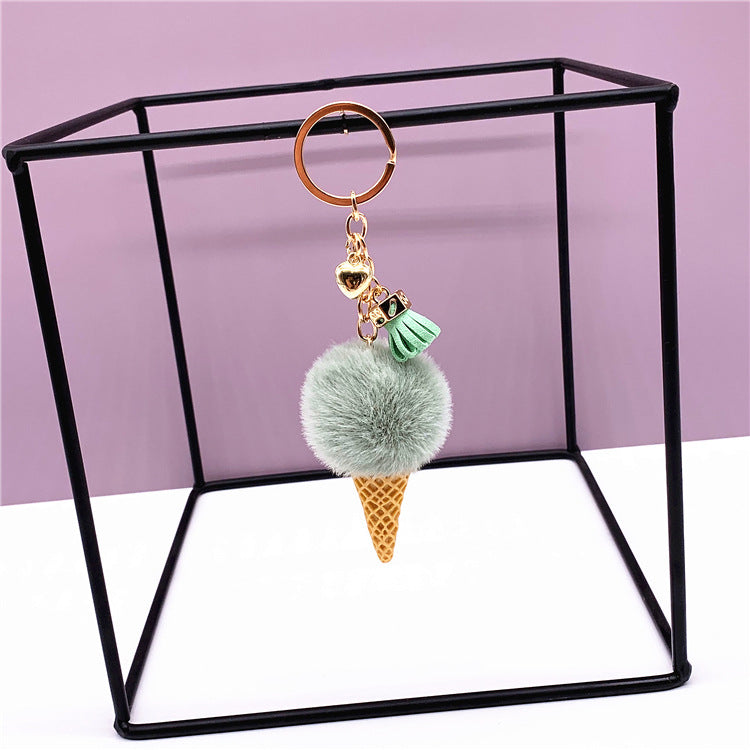 Cute Plush Ice Cream Keychain