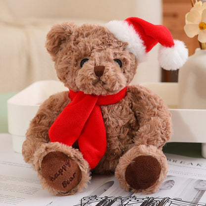 Cute Plush Teddy Bear with Christmas Scarf