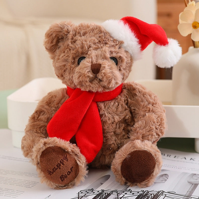 Cute Plush Teddy Bear with Christmas Scarf