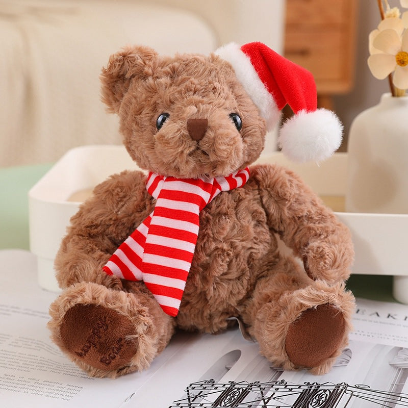 Cute Plush Teddy Bear with Christmas Scarf