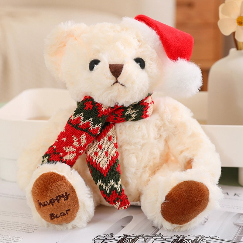 Cute Plush Teddy Bear with Christmas Scarf