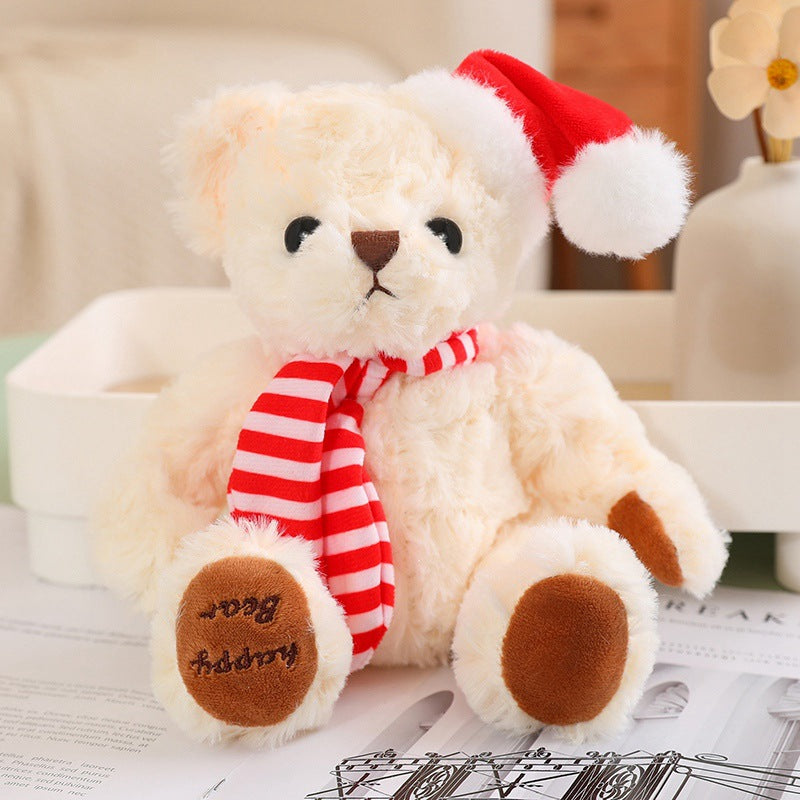 Cute Plush Teddy Bear with Christmas Scarf