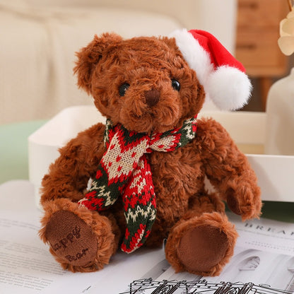 Cute Plush Teddy Bear with Christmas Scarf
