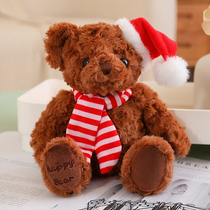 Cute Plush Teddy Bear with Christmas Scarf