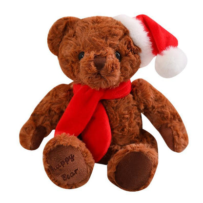 Cute Plush Teddy Bear with Christmas Scarf