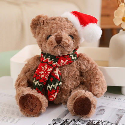 Cute Plush Teddy Bear with Christmas Scarf