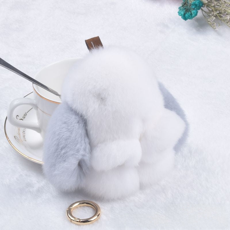 Cute Rabbit Fur Keychain Pendant for Bags and Cars